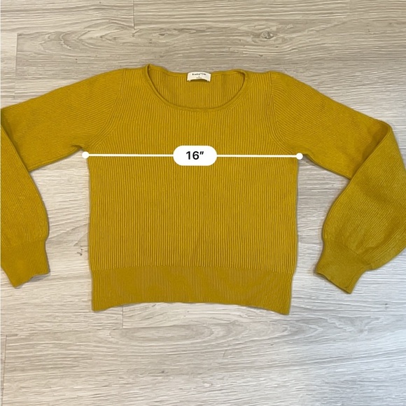 Aritzia Babaton Women's Mustard Yellow Wool Blend Sweater with Balloon Sleeve -S - Picture 7 of 9
